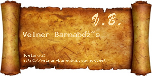 Velner Barnabás névjegykártya